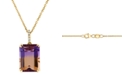 EFFY Collection EFFY&reg; Ametrine (9-5/8 ct. t.w.) & Diamond (1/20 ct. t.w.) 16" Pendant Necklace in 14k Gold